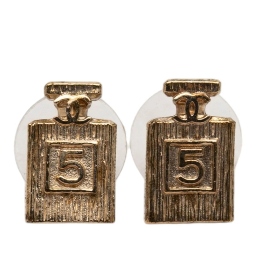 Chanel No. 5 Perfume Bottle Stud Earrings D20C Gold Plated Women's CHANEL